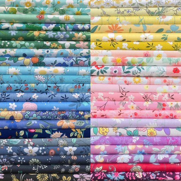 50PCS 10x10 Inch Floral Cotton Fat Quarters for Sewing and Quilting Projects - Picture 1 of 9